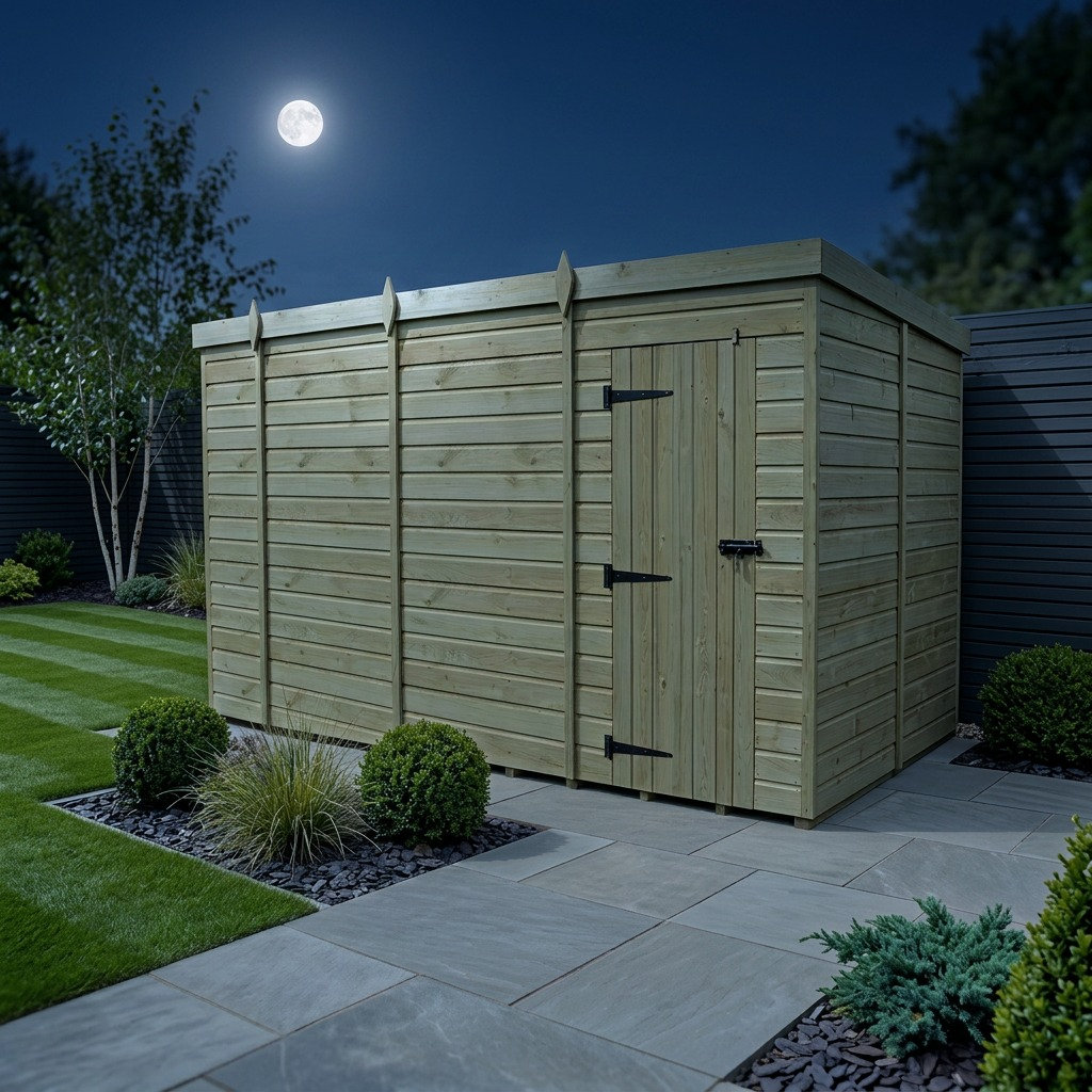 Total Sheds 14ft x 10ft Pent Garden Shed - Single Door - No Windows - Pressure Treated Timber - UK Manufactured