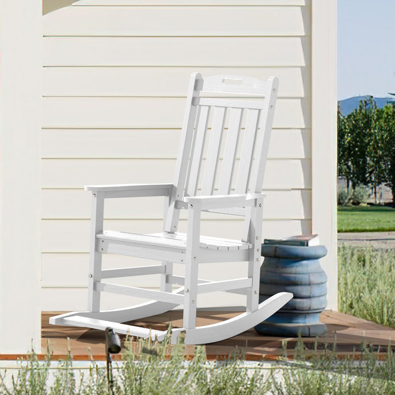 Chaises berçantes d'extérieur en PEHD pour patio, Blanc