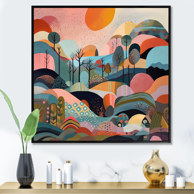 «Rose Blue Minimalims Explosion», reproduction d'art sur toile, H 30 po x l 30 po, Cadre flottant noir, Noir