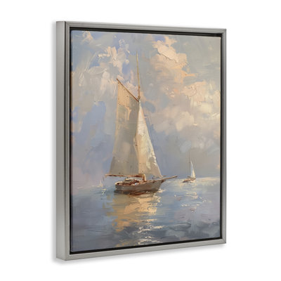 Bateau maritime sur un cadre flottant en mer nuageuse, design par Arlington Prints