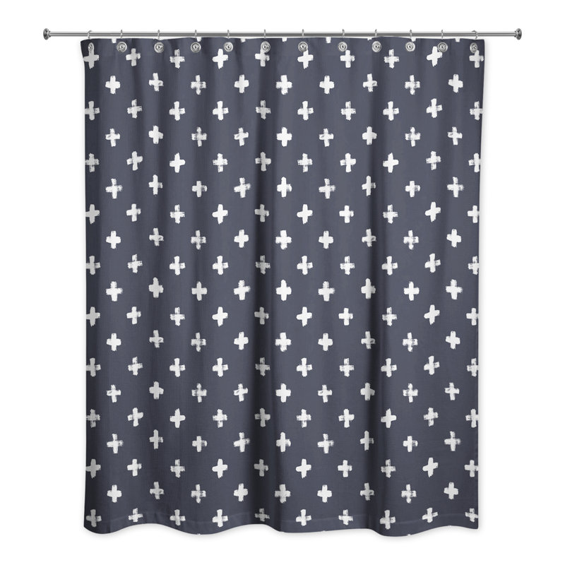 Rideau de douche à pois Riffat, Bleu marine