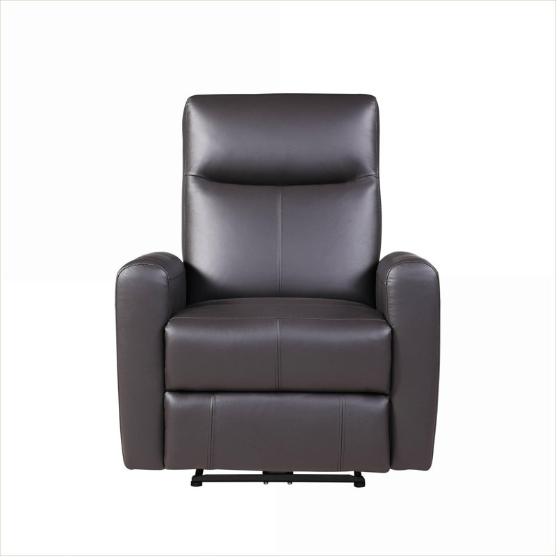 33 Inch Single Seat Warm Brown Top Grain Leather Power Motion Recliner by  for Residential Relaxation Tufted Style