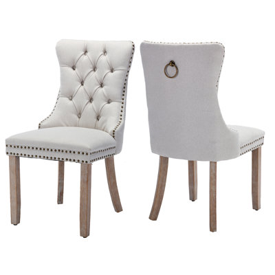 Jesly Tufted Linen Dining Chair (set of 2）
