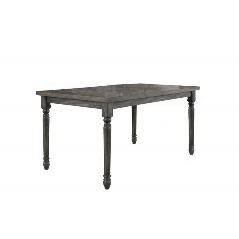 Table de salle à manger rectangulaire style transitionnel 59 pouces, table de salle à manger en placage gris patiné