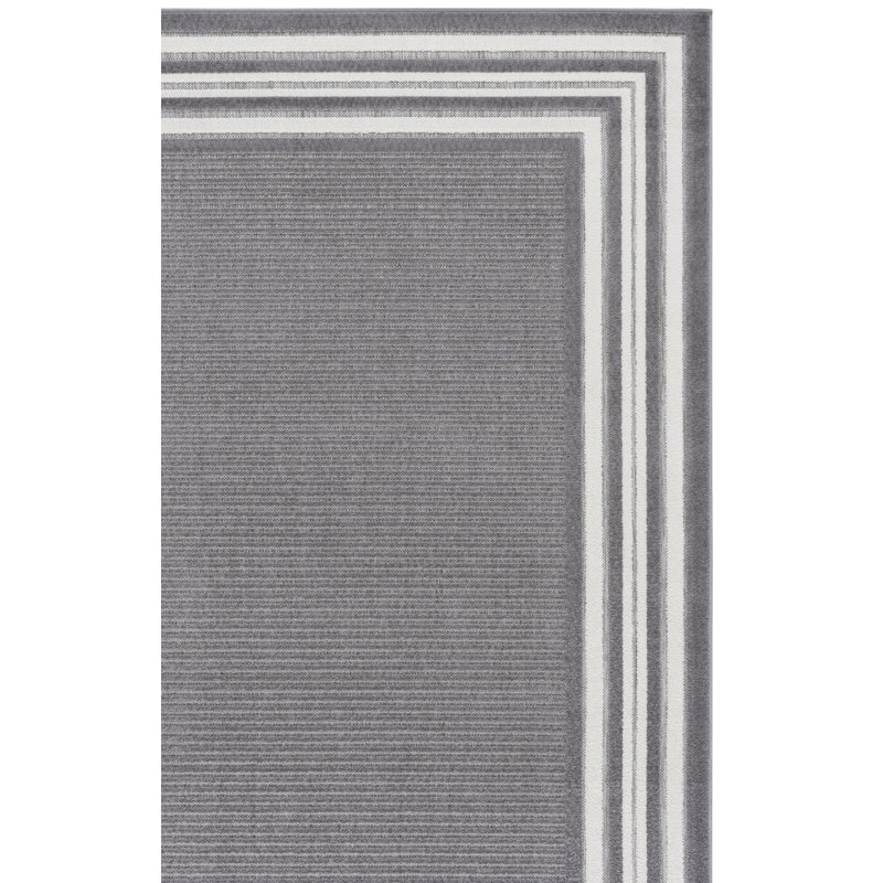 Tapis intérieur / extérieur gris / ivoire Shontavius 303, Rectangulaire 8 pi x 10 pi