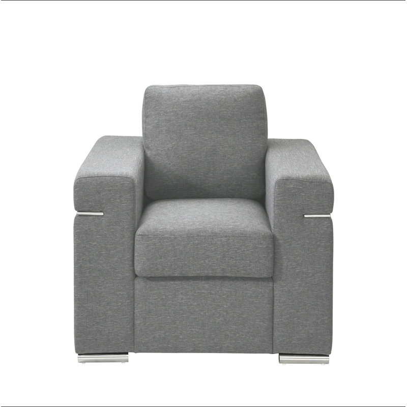 Chaise avec accoudoirs en tissu tissé, Tissu gris