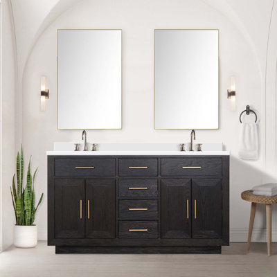 Ensemble de meuble-lavabo double avec robinet et miroirs