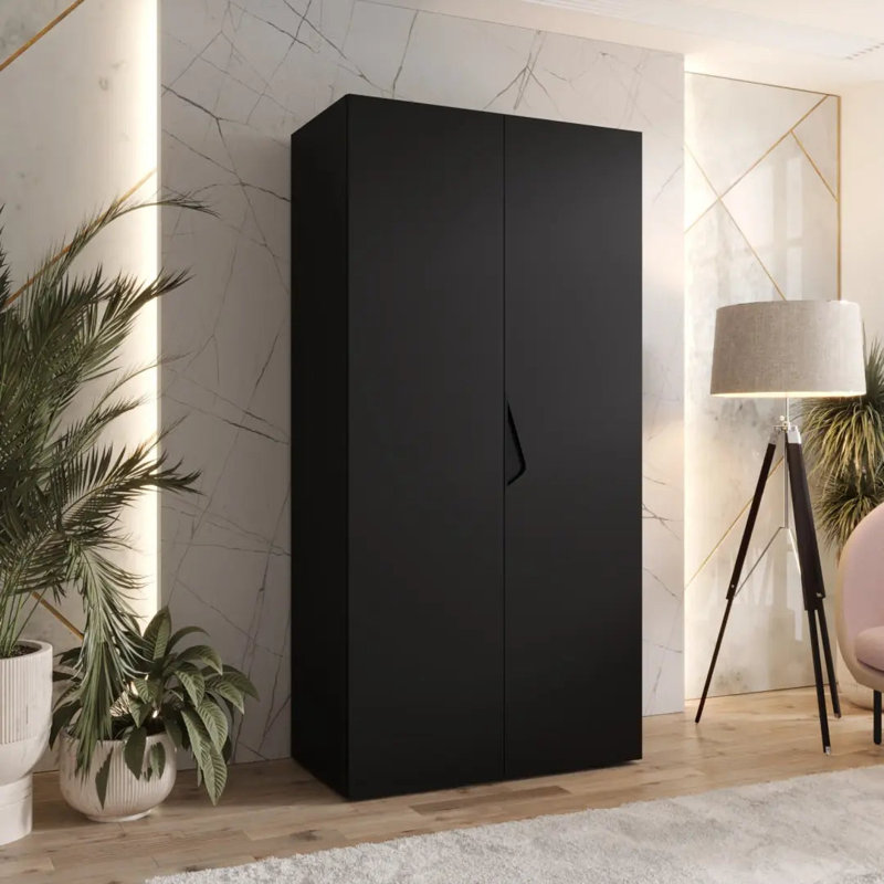 Manufactured Wood Wardrobe, Black