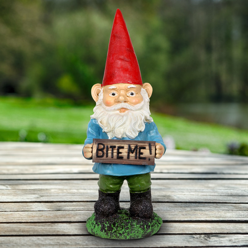 Statue de gnome Exhart Bite Me Boris, 13 po