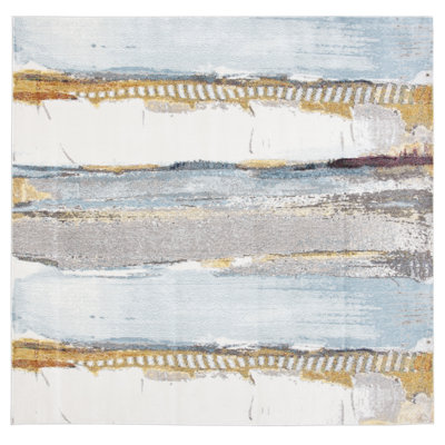 Papillon Abstract Brown/Blue Area Rug