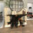 Rocton Black Teak Wood Live Edge Tree Stump Console Table with Clear Glass Top 49" x 16" x 32"
