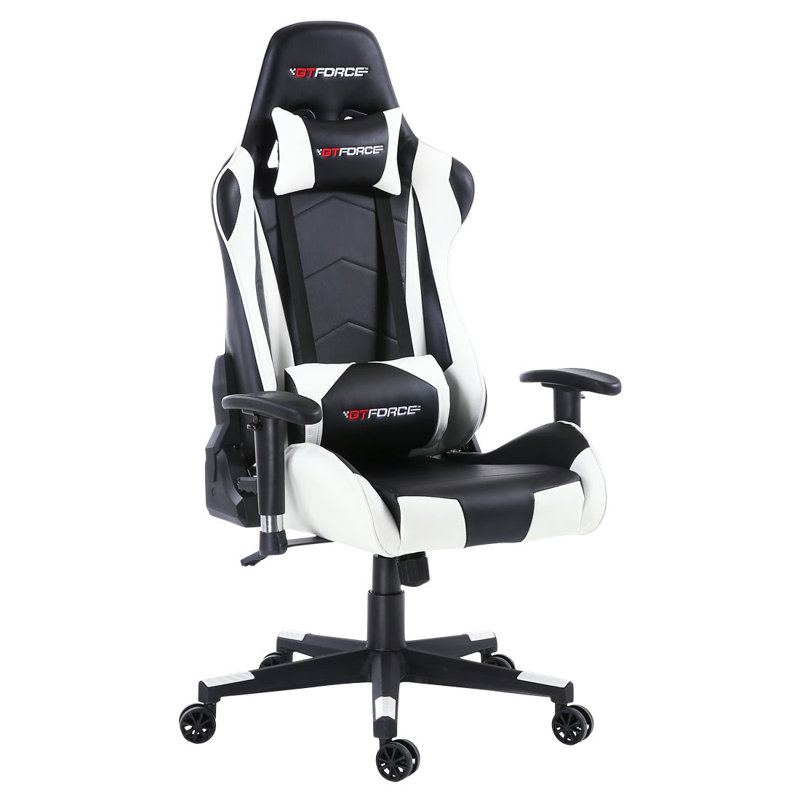 Brayden Studio Forcier Reclining Faux Leather PC & Racing Game Chair, White/Black