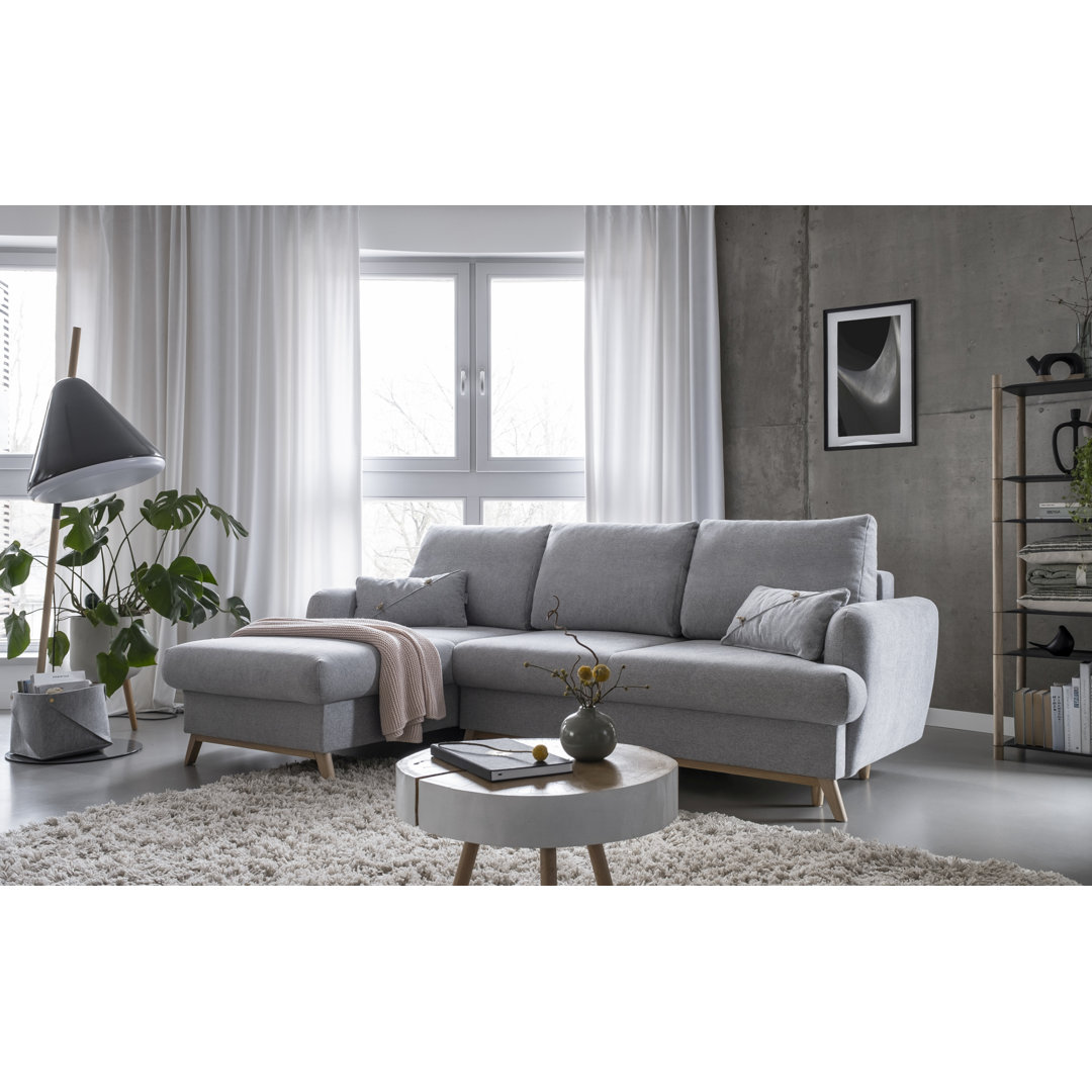 Ecksofa Lagom aus Samt mit Bettfunktion