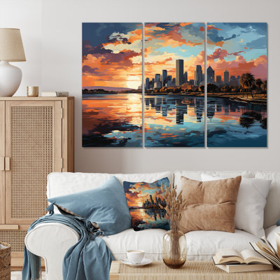 " San Diego City at Cloudy Dawn " 3 Piece Art Graphic Art Print