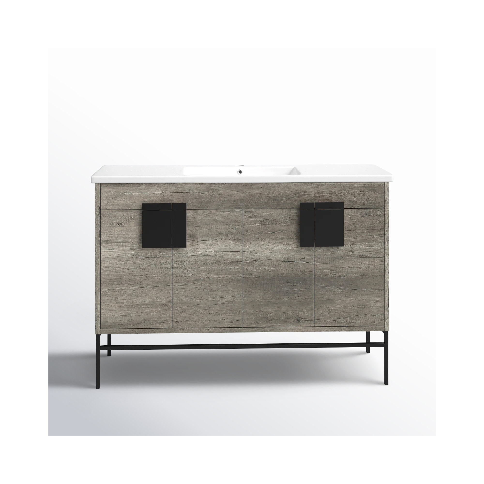 Maisie 48'' Single Bathroom Vanity, Grey, Black