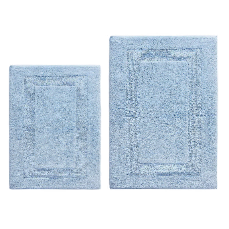 Ensemble de tapis de bain 100% coton, Bleu clair