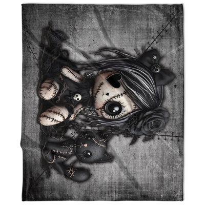 Little Stitch Ups Rag Doll And Her Cat2 Velveteen Blanket