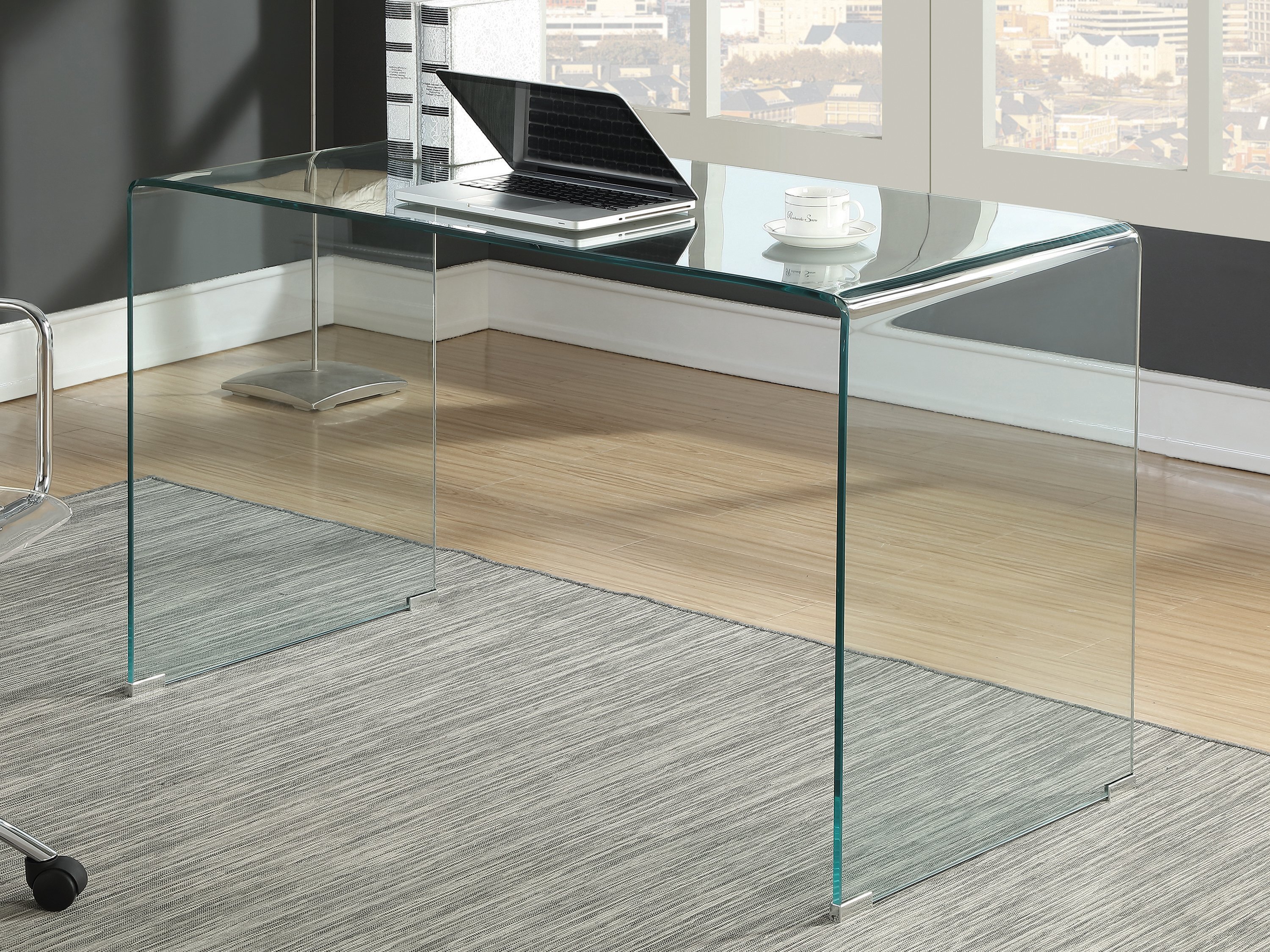 Thin glass store desk