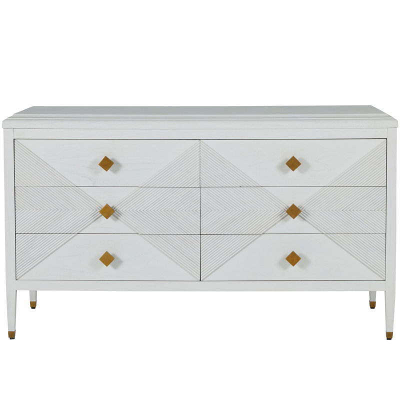Julia 6 Drawer 57.5" W Solid Wood Double Dresser