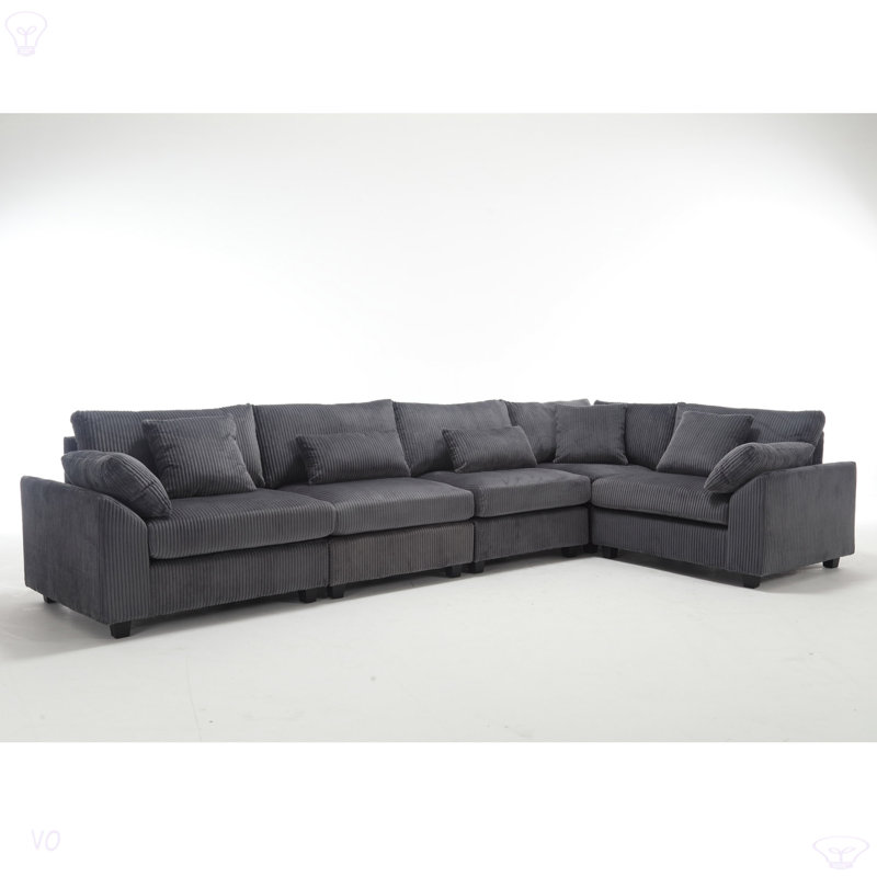 Canapé modulaire surdimensionné, canapé modulaire convertible, velours côtelé pour le salon, Tissu gris foncé