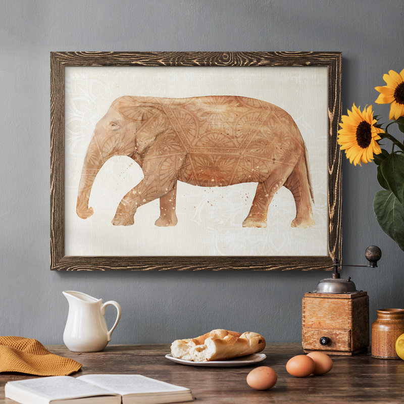 Éléphant sagesse II, reproduction d'art sur toile, Noyer, H 22 po x l 32 po