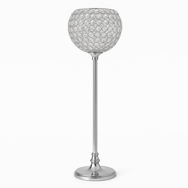 Crystal Tabletop Candelabra, Silver