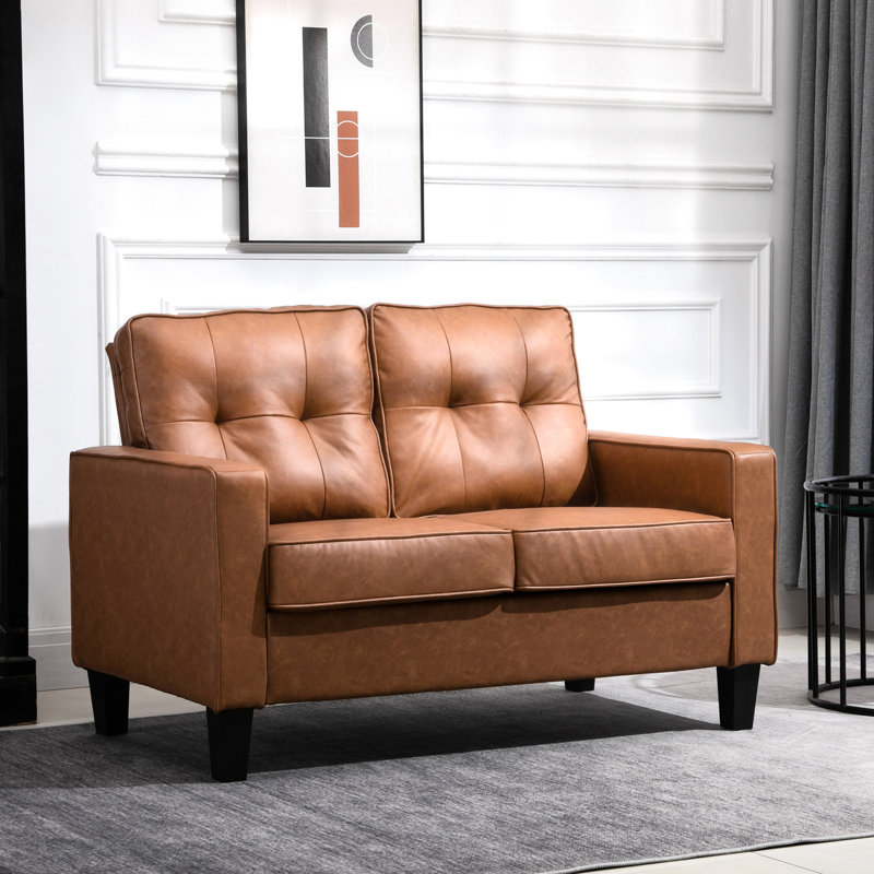 51,5 po de large avec accoudoirs 2 bruns en similicuir brun pour un look sophistiqué 51 po avec accoudoirs, cuir, sièges confortables