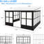 Pavillon de jardin en aluminium toutes saisons 12 x 14 pi avec écrans en polycarbonate amovibles, portes verrouillables pour fenêtres de patio, coulissantes