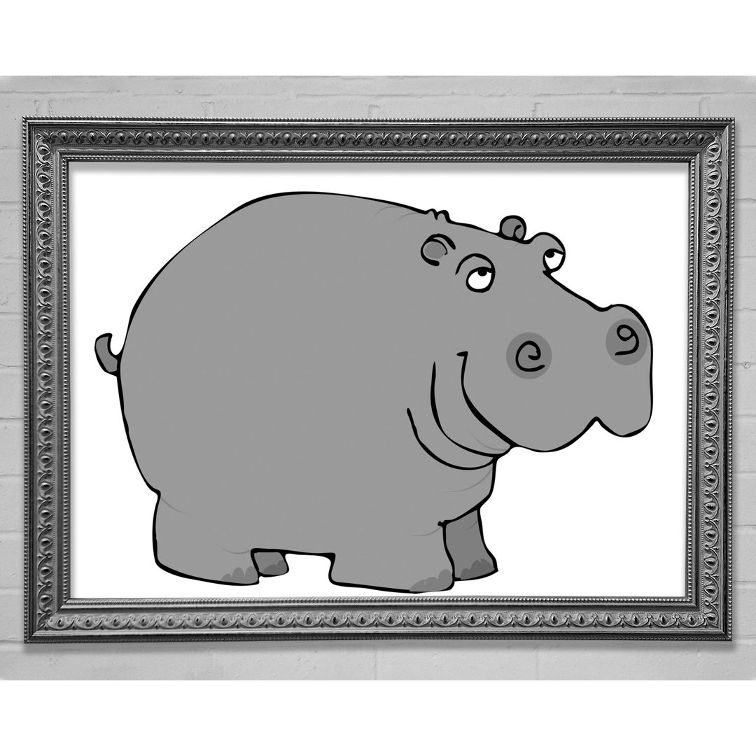 Big Fat Hippo Silber - Einzelner Bilderrahmen Kunstdrucke