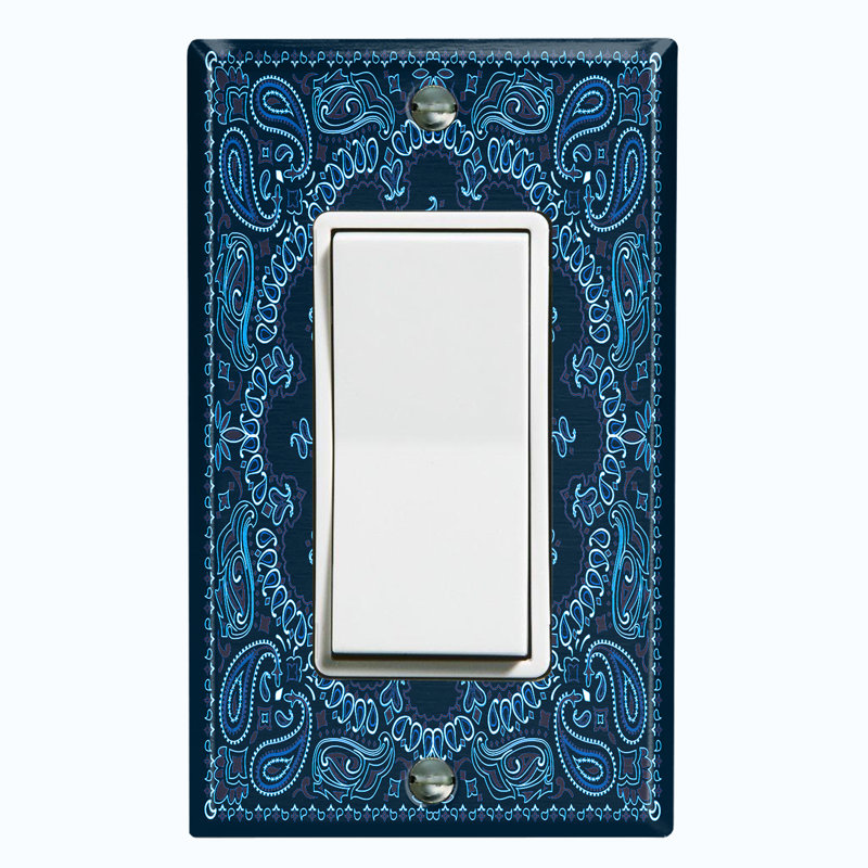 Patterned 1 - Gang Toggle Light Switch Standard Wall Plate, Midnight Blue