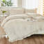 Ensemble d'édredon pour grand lit beige, ensemble d'édredon léger à volants 3 pièces, ensemble de lit moelleux (édredon 90 x 90 po, 2 taies d'oreiller)-130873976-130873977