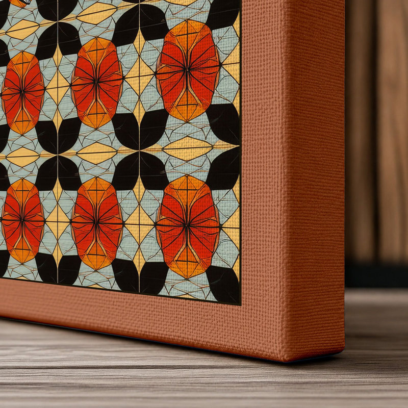 Fish in Ornament Eclectic - Wrapped Canvas, 36x24 - 91.4 x 61.0 cm, Terracotta Border