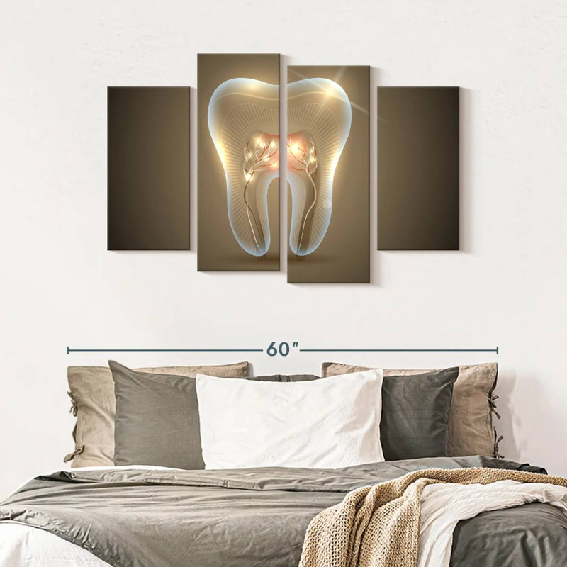 " Shining Tooth " 4 - Pieces, 32" H x 52" W x 1.25" D