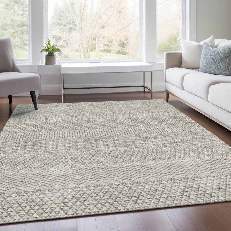 Premium Machine Washable Prisco Beige Rug, Rectangle 5' x 7'6"