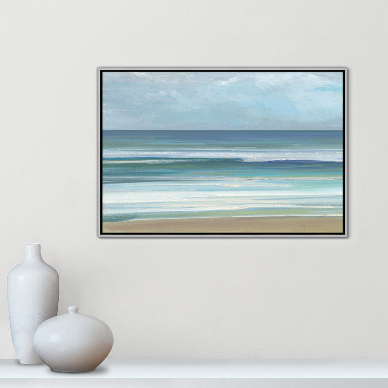 «Gentle Waves I» par Sally Swatland, Argent argent, H 25,5 po x l 37,5 po
