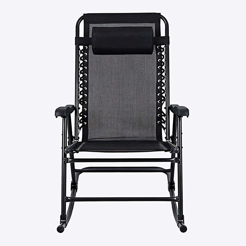 Ensemble de 2 chaises berçantes pliantes pour le patio, Noir