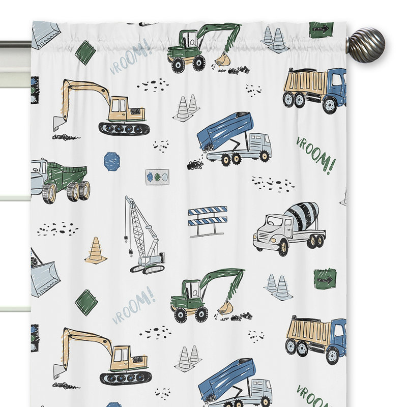 Construction Truck Semi-Sheer Rod Pocket Curtain Panels