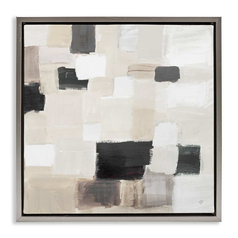 Art mural naturel sur toile en patchwork carré par Lanie Loreth, Cadre flottant gris lustré, H 18 po x l 18 po