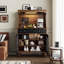 Buffet en bois massif noir et noyer