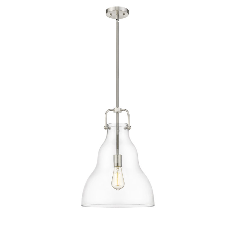 Luminaire suspendu sphère 1 lumière Fumiko, DEL, Transparent, Nickel satiné brossé