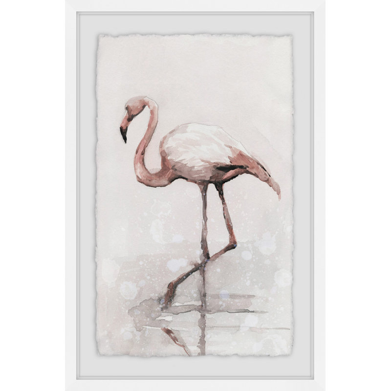 «Flamingo Splash», reproduction sur toile, H 45 po x l 30 po x P 1,5 po, Cadre flottant blanc