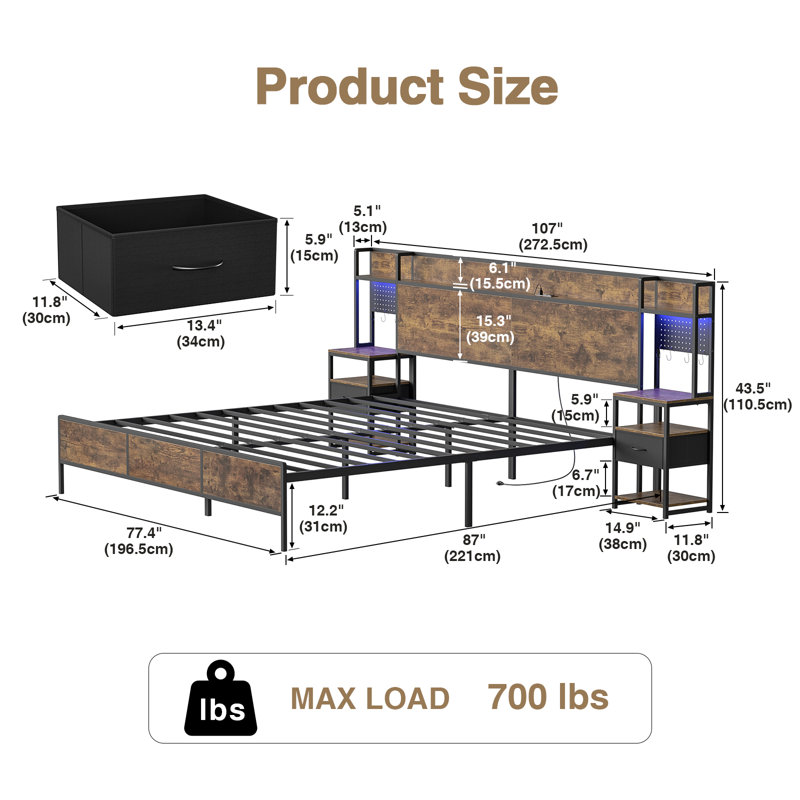 Bed Frame With Storage Headboard Nightstand