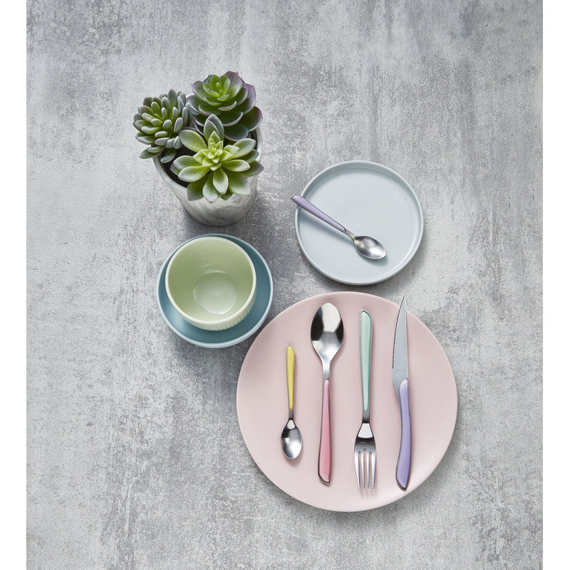 AMEFA Eclat Nature Stainless Steel 18/0 Flatware Set, Black, 24 Piece Service For 6