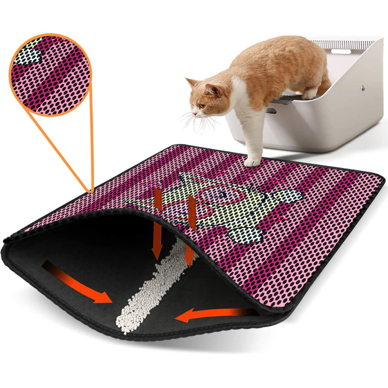 Tapis pour litière de qualité supérieure, 18 po x 24 po | 50% PVC / 50% polyester, lavable à la machine et passer l'aspirateur | Conception durable et facile à nettoyer pour les propriétaires d'animaux de compagnie | Protégez vos planchers des dégâts de la litière