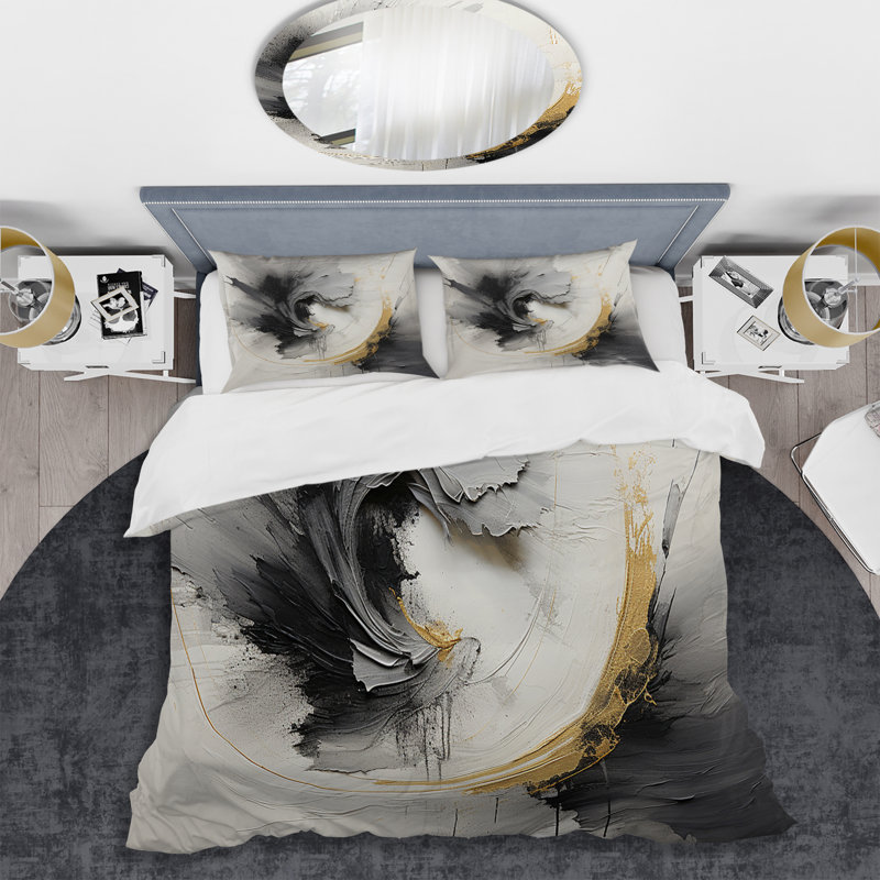 Infinite Motion III - Ensemble de housse de couette spirales abstraites - Polyester microfibre
