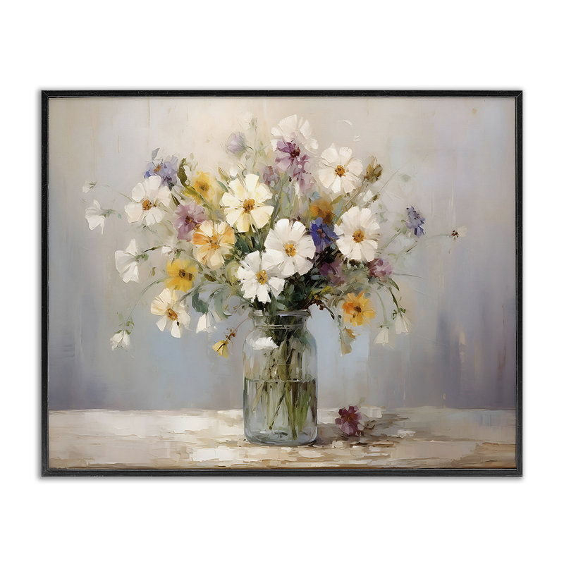 Fleurs sauvages en verre, estampe numérique par Franklyn Gregory, H 11 po x l 14 po, Giclée encadrée noir minuit