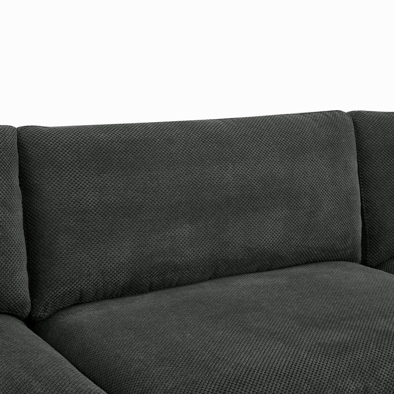 Grain de café modulaire entièrement rembourré avec coussins décoratifs, Mélange de polyester gris foncé