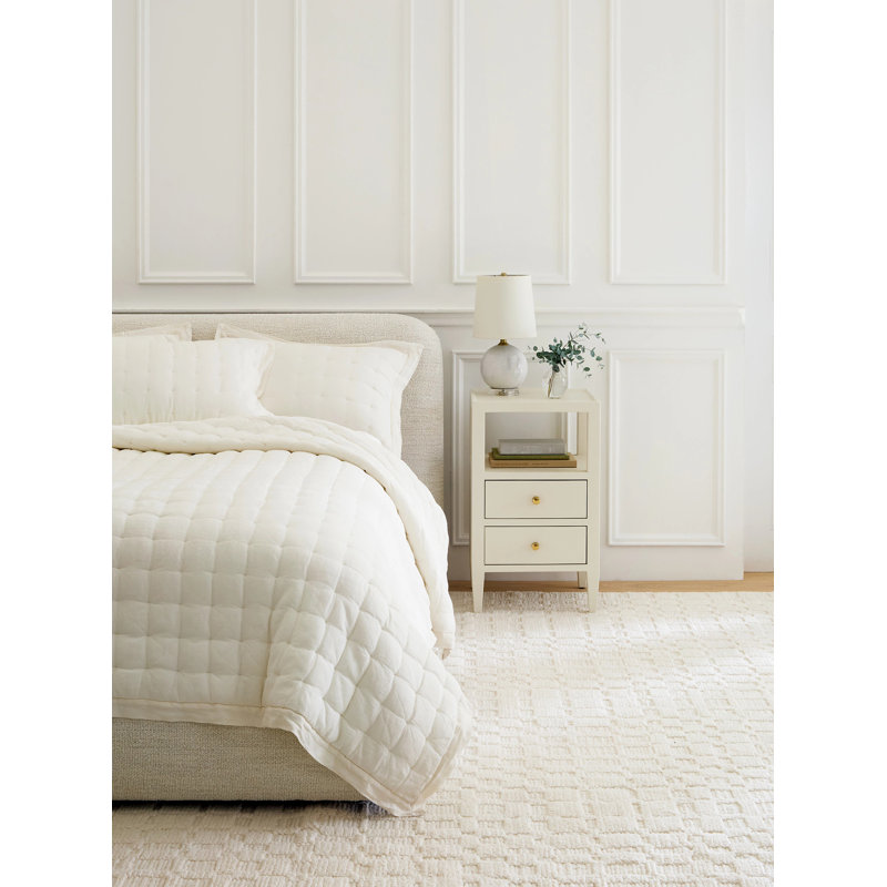 Isadora Hand Woven Wool Solid Color Area Rug in Ivory, Rectangle 10' x 14'