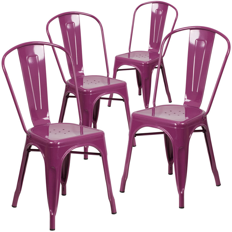Commercial Grade Metal Indoor-Outdoor Stackable Chair, Purple