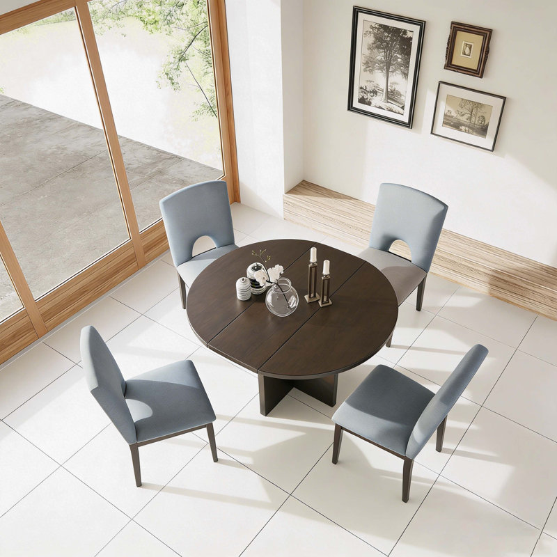 Ensemble de table de salle à manger extensible moderne 5 pièces avec rallonge amovible de 16,2 pouces pour petits espaces